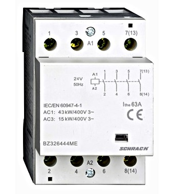 Модульный контактор BZ326444ME 63A 230VAC Модульный контактор BZ326444ME 63A 230VAC